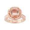 Designs By Gioelli 14k Rose Gold Over Silver Simulated Morganite & Cubic Zirconia Halo Ring