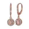 Designs By Gioelli Simulated Morganite And Lab-Created White Sapphire 14k Rose Gold Over Silver Halo Drop Earrings -Designs By Gioelli Jewelry 2988809