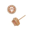 Designs By Gioelli 14k Rose Gold Over Silver Simulated Morganite And Lab-Created White Sapphire Halo Stud Earrings