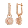 Designs By Gioelli 14k Rose Gold Over Silver Simulated Morganite And Lab-Created White Sapphire Halo Drop Earrings -Designs By Gioelli Jewelry 2988917