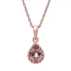 Designs By Gioelli 14k Rose Gold Over Silver Simulated Morganite Teardrop Pendant