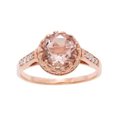 Designs By Gioelli 14k Rose Gold Over Silver Simulated Morganite And Lab-Created White Sapphire Crown Ring
