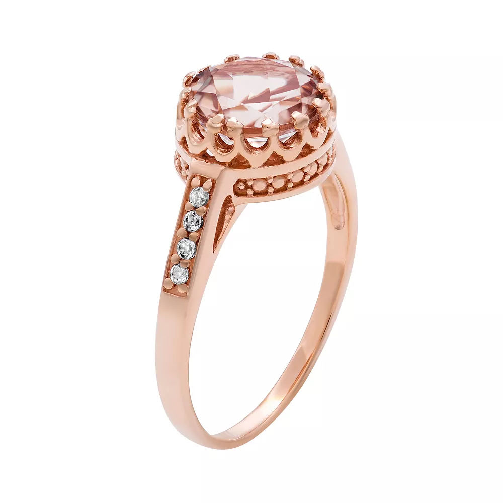 Designs By Gioelli 14k Rose Gold Over Silver Simulated Morganite And Lab-Created White Sapphire Crown Ring 4 Designs By Gioelli 14k Rose Gold Over Silver Simulated Morganite And Lab-Created White Sapphire Crown Ring - Image 2