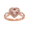 Designs By Gioelli 14k Rose Gold Over Silver Simulated Morganite And Lab-Created White Sapphire Heart Halo Ring -Designs By Gioelli Jewelry 2988998