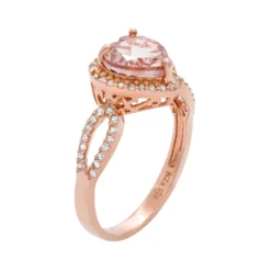 Designs By Gioelli 14k Rose Gold Over Silver Simulated Morganite And Lab-Created White Sapphire Heart Halo Ring 5 Designs By Gioelli 14k Rose Gold Over Silver Simulated Morganite And Lab-Created White Sapphire Heart Halo Ring -Designs By Gioelli Jewelry 2988998 ALT