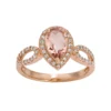 Designs By Gioelli 14k Rose Gold Over Silver Simulated Morganite & Lab-Created White Sapphire Halo Ring 1 Designs By Gioelli 14k Rose Gold Over Silver Simulated Morganite & Lab-Created White Sapphire Halo Ring -Designs By Gioelli Jewelry 2989013