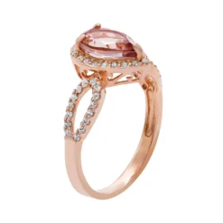 Designs By Gioelli 14k Rose Gold Over Silver Simulated Morganite & Lab-Created White Sapphire Halo Ring -Designs By Gioelli Jewelry 2989013 ALT