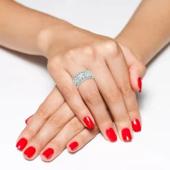 Designs By Gioelli Sterling Silver Lab-Created Opal & White Sapphire X Ring -Designs By Gioelli Jewelry 3003454 ALT2