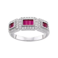 Designs By Gioelli Sterling Silver Lab-Created Ruby & White Sapphire Ring