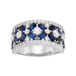 Designs By Gioelli Sterling Silver Lab-Created Blue & White Sapphire X Ring