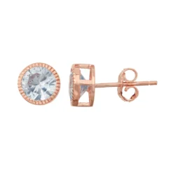 Designs By Gioelli 14k Rose Gold Over Silver Lab-Created Aquamarine Milgrain Stud Earrings