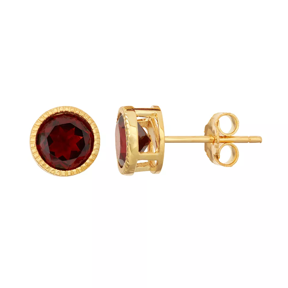 Designs By Gioelli 14k Gold Over Silver Garnet Stud Earrings 3 Designs By Gioelli 14k Gold Over Silver Garnet Stud Earrings