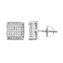 Designs By Gioelli Men's Sterling Silver Cubic Zirconia Square Stud Earrings