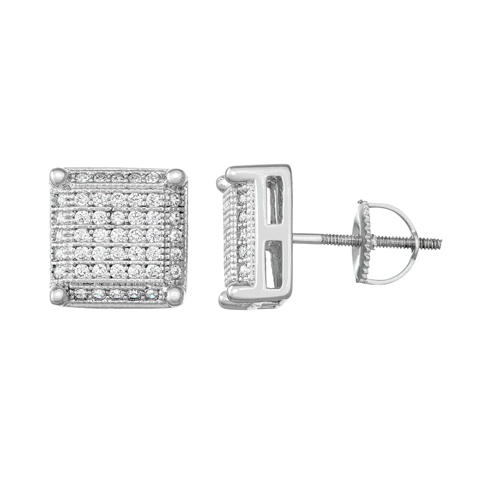 Designs By Gioelli Men's Sterling Silver Cubic Zirconia Square Stud Earrings 3 Designs By Gioelli Men's Sterling Silver Cubic Zirconia Square Stud Earrings