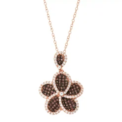 Designs By Gioelli 14k Rose Gold Over Silver Cubic Zirconia Flower Pendant