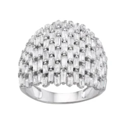 Designs By Gioelli Sterling Silver Cubic Zirconia Baguette Dome Ring