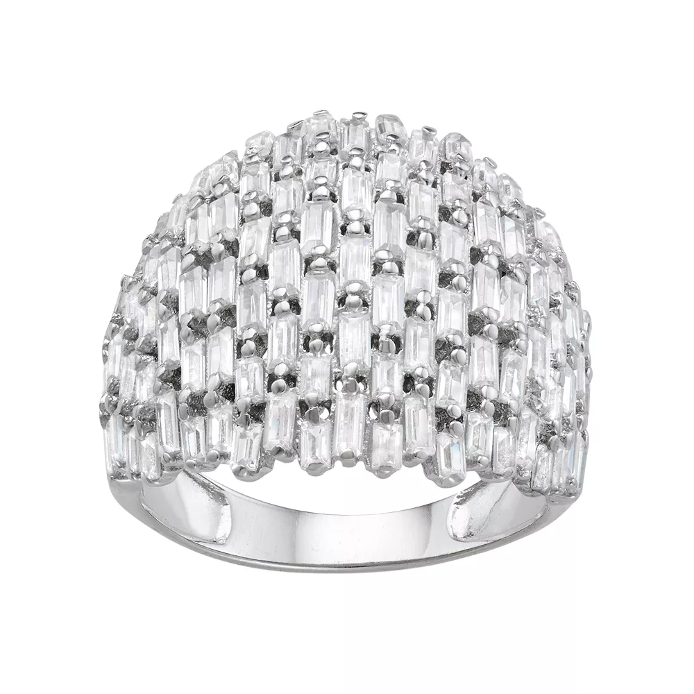 Designs By Gioelli Sterling Silver Cubic Zirconia Baguette Dome Ring 3 Designs By Gioelli Sterling Silver Cubic Zirconia Baguette Dome Ring