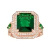 Designs By Gioelli 14k Rose Gold Over Silver Simulated Emerald & Lab-Created White Sapphire Halo Ring -Designs By Gioelli Jewelry 3294704