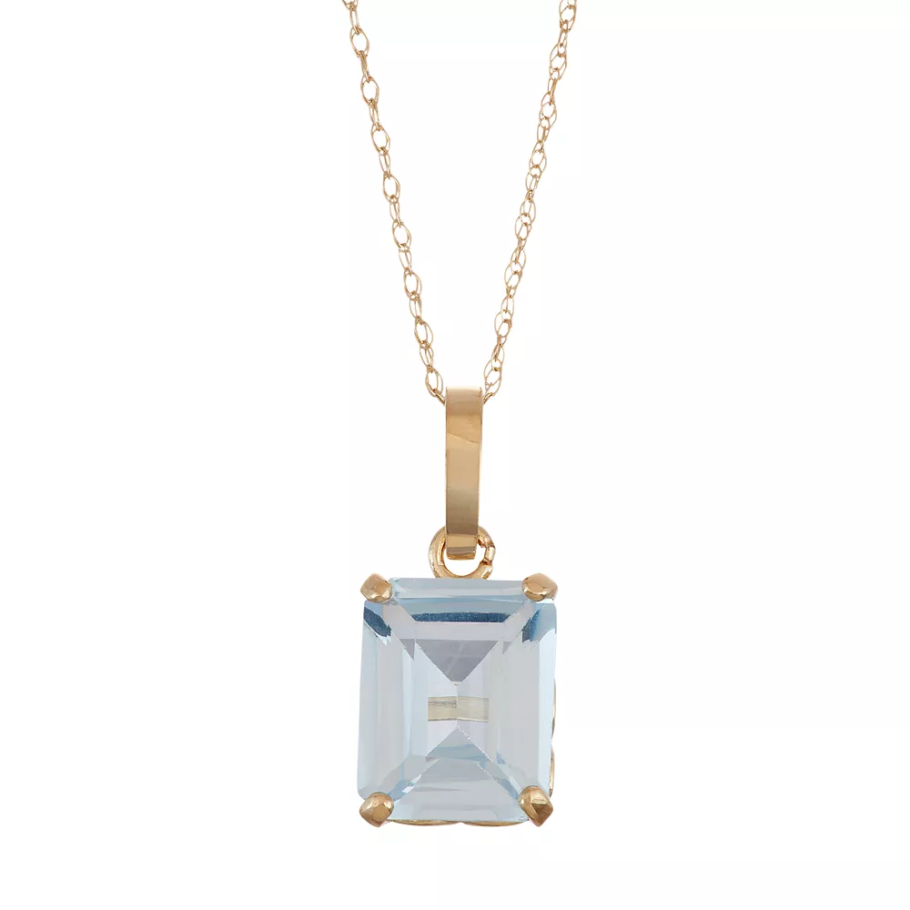 Designs By Gioelli 10k Gold Lab-Created Aquamarine Rectangle Pendant Necklace 3 Designs By Gioelli 10k Gold Lab-Created Aquamarine Rectangle Pendant Necklace