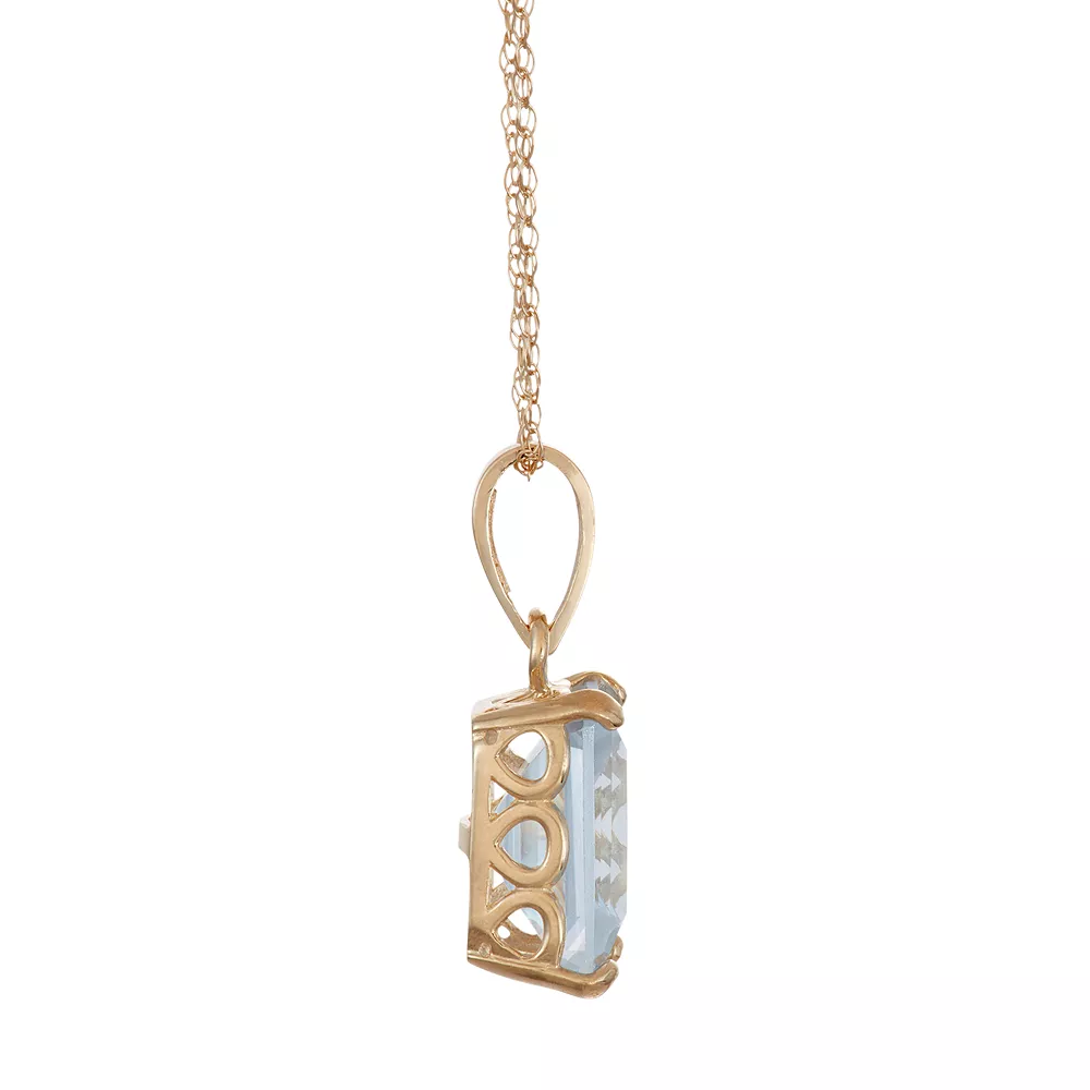 Designs By Gioelli 10k Gold Lab-Created Aquamarine Rectangle Pendant Necklace 4 Designs By Gioelli 10k Gold Lab-Created Aquamarine Rectangle Pendant Necklace - Image 2
