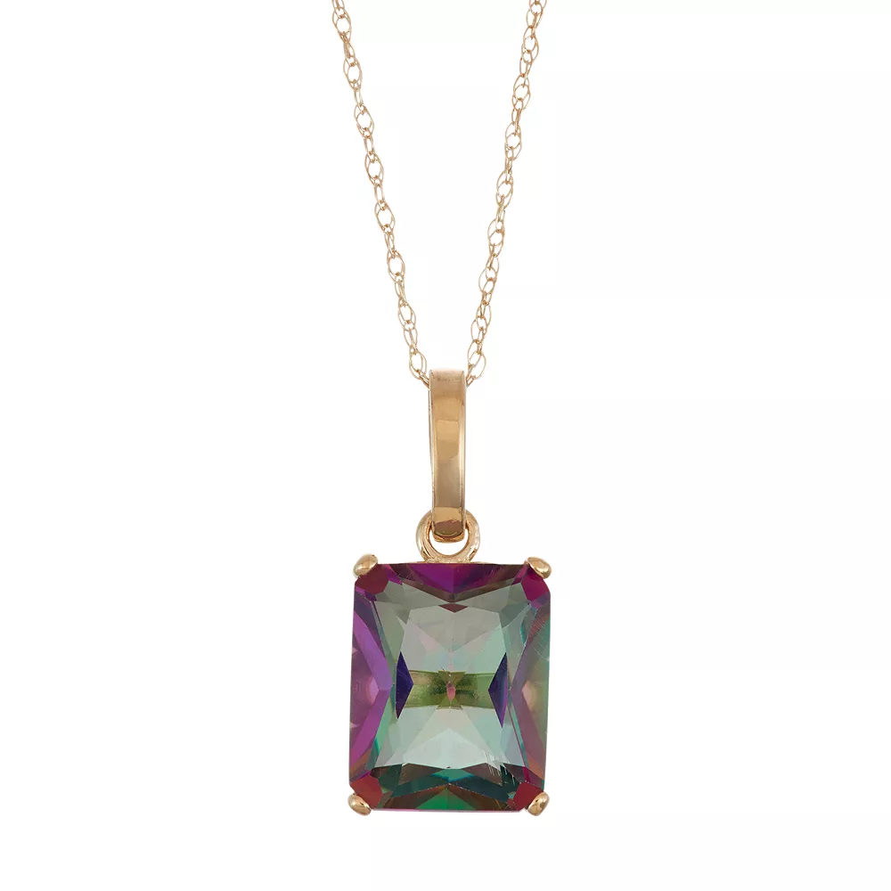 Designs By Gioelli 10k Gold Mystic Topaz Rectangle Pendant Necklace 3 Designs By Gioelli 10k Gold Mystic Topaz Rectangle Pendant Necklace