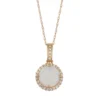 Designs By Gioelli 10k Gold Lab-Created Opal & White Sapphire Halo Pendant Necklace -Designs By Gioelli Jewelry 3298113