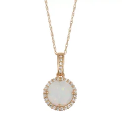 Designs By Gioelli 10k Gold Lab-Created Opal & White Sapphire Halo Pendant Necklace