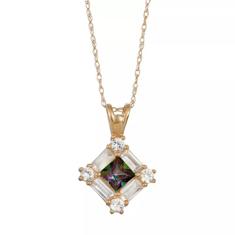 Designs By Gioelli 10k Gold Mystic Topaz & Lab-Created White Sapphire Pendant Necklace 3 Designs By Gioelli 10k Gold Mystic Topaz & Lab-Created White Sapphire Pendant Necklace