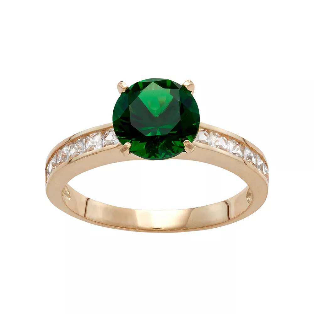 Designs By Gioelli 10k Gold Simulated Emerald & Lab-Created White Sapphire Ring 3 Designs By Gioelli 10k Gold Simulated Emerald & Lab-Created White Sapphire Ring