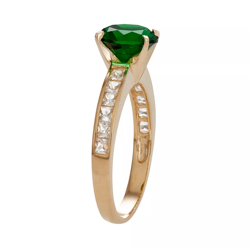 Designs By Gioelli 10k Gold Simulated Emerald & Lab-Created White Sapphire Ring 4 Designs By Gioelli 10k Gold Simulated Emerald & Lab-Created White Sapphire Ring - Image 2