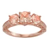 Designs By Gioelli 10k Rose Gold Simulated Morganite & Lab-Created White Sapphire 3-Stone Ring 1 Designs By Gioelli 10k Rose Gold Simulated Morganite & Lab-Created White Sapphire 3-Stone Ring -Designs By Gioelli Jewelry 3298743