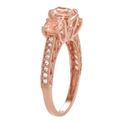 Designs By Gioelli 10k Rose Gold Simulated Morganite & Lab-Created White Sapphire 3-Stone Ring 5 Designs By Gioelli 10k Rose Gold Simulated Morganite & Lab-Created White Sapphire 3-Stone Ring -Designs By Gioelli Jewelry 3298743 ALT