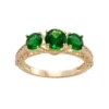 Designs By Gioelli 10k Gold Simulated Emerald & Lab-Created White Sapphire 3-Stone Ring -Designs By Gioelli Jewelry 3298746