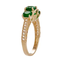 Designs By Gioelli 10k Gold Simulated Emerald & Lab-Created White Sapphire 3-Stone Ring -Designs By Gioelli Jewelry 3298746 ALT