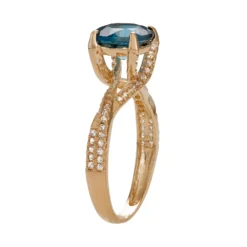 Designs By Gioelli 10k Gold London Blue Topaz & Lab-Created White Sapphire Crisscross Ring -Designs By Gioelli Jewelry 3298775 ALT