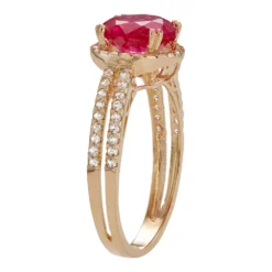 Designs By Gioelli 10k Gold Lab-Created Ruby & White Sapphire Halo Ring -Designs By Gioelli Jewelry 3298788 ALT