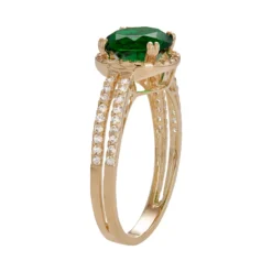 Designs By Gioelli 10k Gold Simulated Emerald & Lab-Created White Sapphire Halo Ring -Designs By Gioelli Jewelry 3298794 ALT