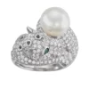 Designs By Gioelli Sterling Silver Freshwater Cultured Pearl & Cubic Zirconia Panther Ring -Designs By Gioelli Jewelry 3482274