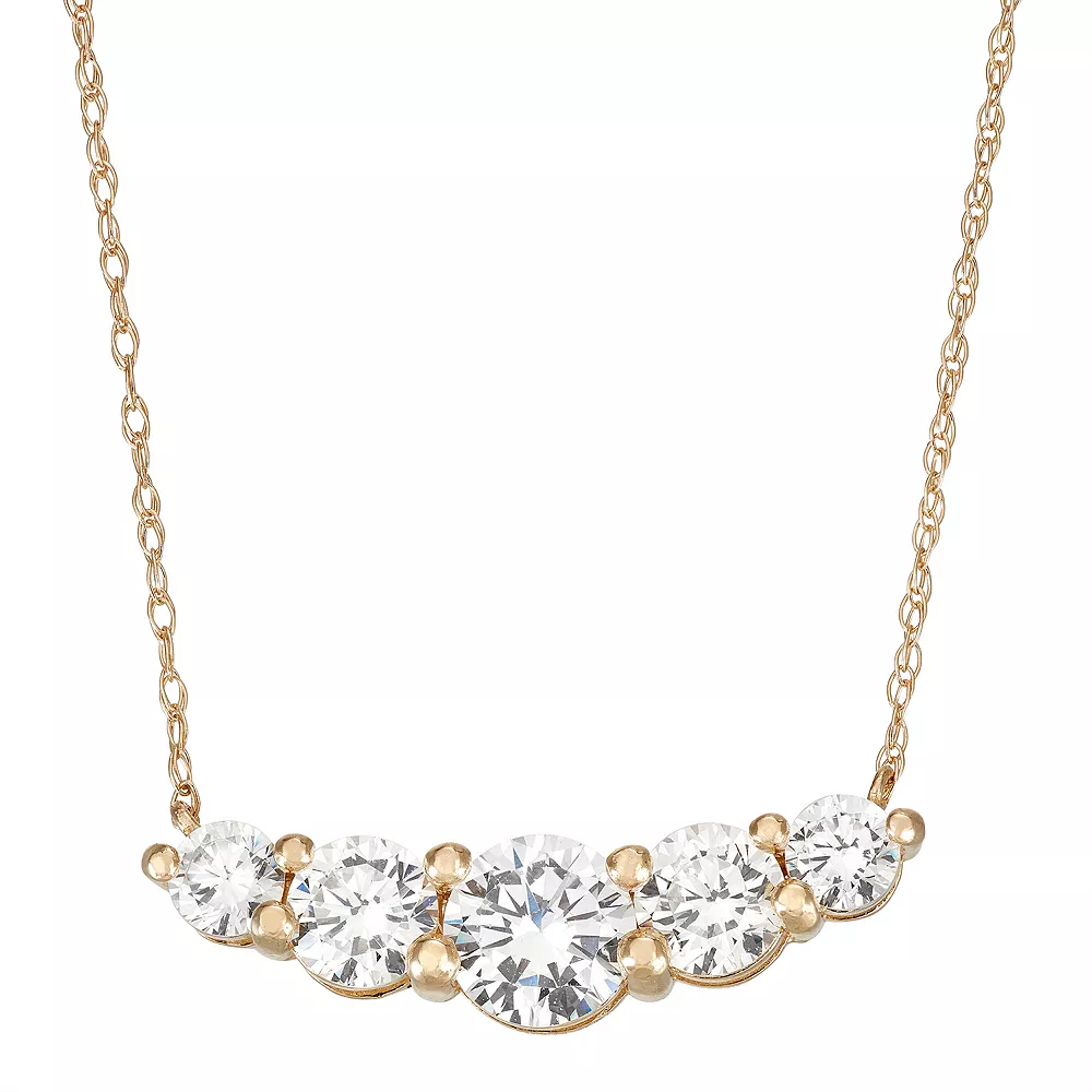 Designs By Gioelli 10k Gold Cubic Zirconia 5-Stone Necklace 3 Designs By Gioelli 10k Gold Cubic Zirconia 5-Stone Necklace