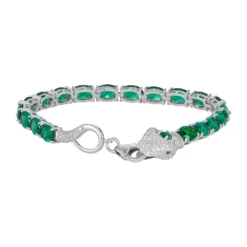 Designs By Gioelli Sterling Silver Simulated Emerald Snake Bracelet