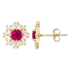 Designs By Gioelli 10k Gold Lab-Created Ruby & Lab-Created White Sapphire Stud Earrings