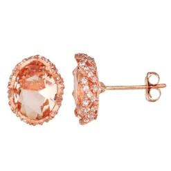 Designs By Gioelli 10k Rose Gold Simulated Morganite & Lab-Created White Sapphire Earrings