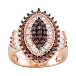 Designs By Gioelli Sterling Silver Mocha & White Cubic Zirconia Marquise Halo Ring