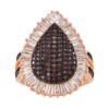 Designs By Gioelli Sterling Silver Mocha & White Cubic Zirconia Teardrop Halo Ring