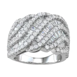 Designs By Gioelli Sterling Silver Cubic Zirconia Layered Wave Ring