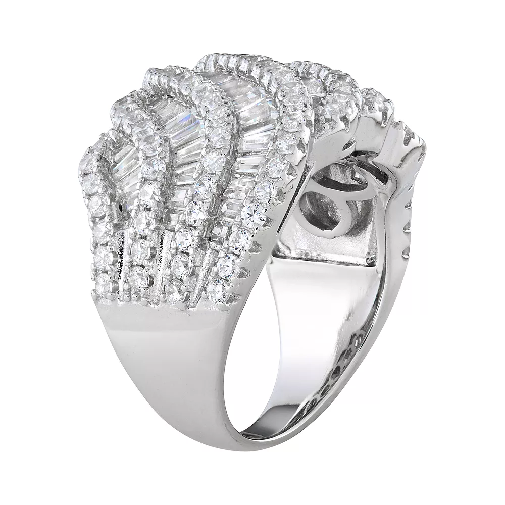 Designs By Gioelli Sterling Silver Cubic Zirconia Layered Wave Ring 4 Designs By Gioelli Sterling Silver Cubic Zirconia Layered Wave Ring - Image 2