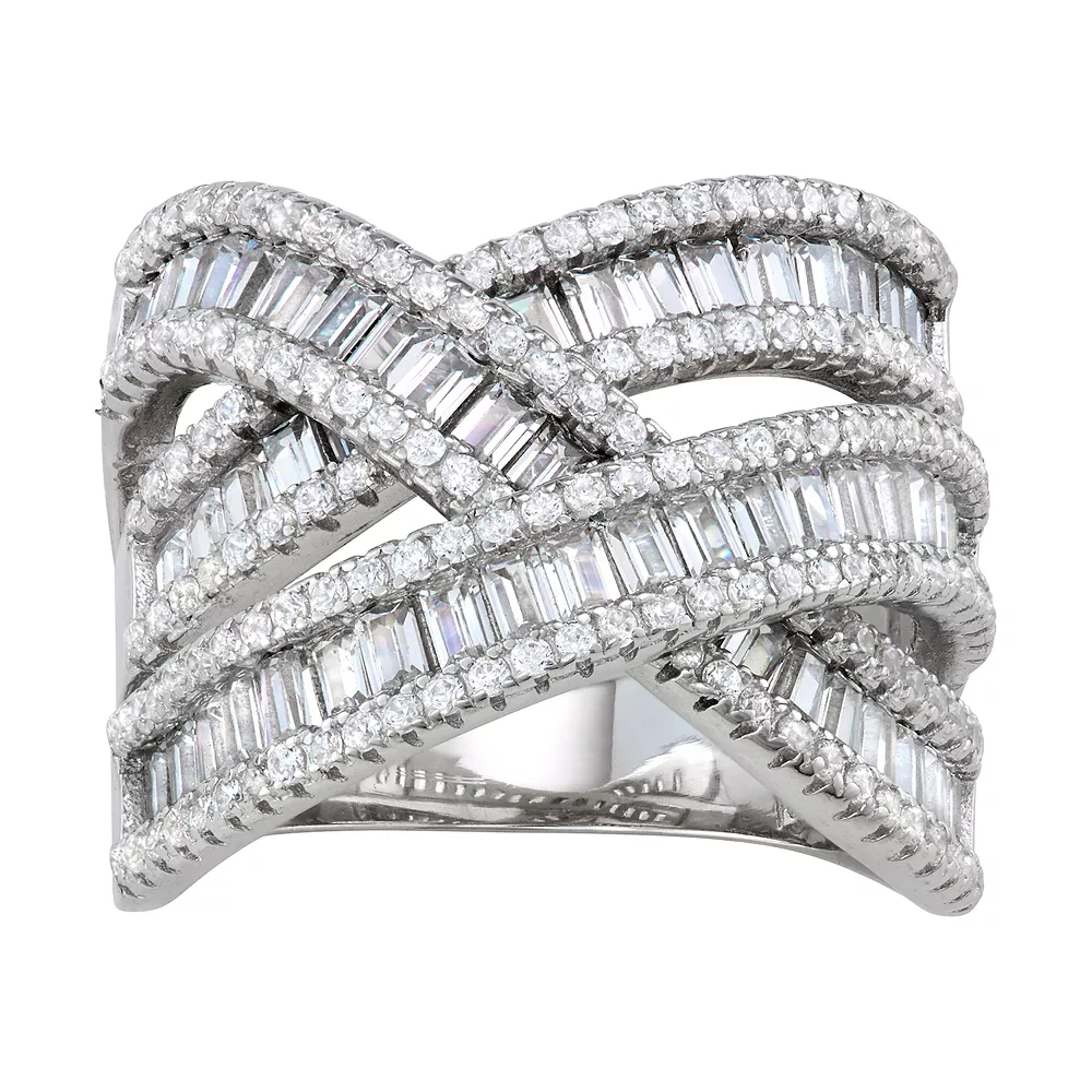 Designs By Gioelli Sterling Silver Cubic Zirconia Triple Crossover Ring 3 Designs By Gioelli Sterling Silver Cubic Zirconia Triple Crossover Ring