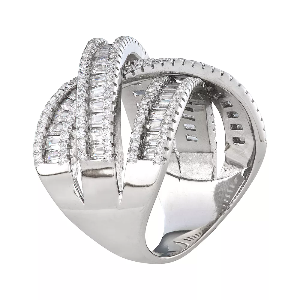 Designs By Gioelli Sterling Silver Cubic Zirconia Triple Crossover Ring 4 Designs By Gioelli Sterling Silver Cubic Zirconia Triple Crossover Ring - Image 2