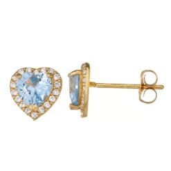 Designs By Gioelli 10k Gold Gemstone Heart Halo Stud Earrings