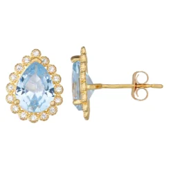 Designs By Gioelli 10k Gold Gemstone Teardrop Halo Stud Earrings